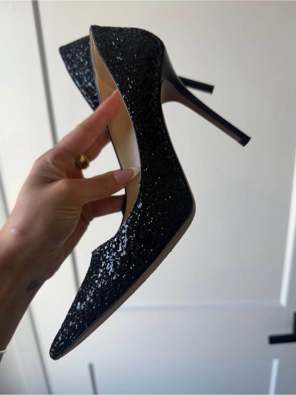 Jimmy Choo ABEL Pump Black Course Glitter, SIZE 40, With Box, Bag and Dustbags